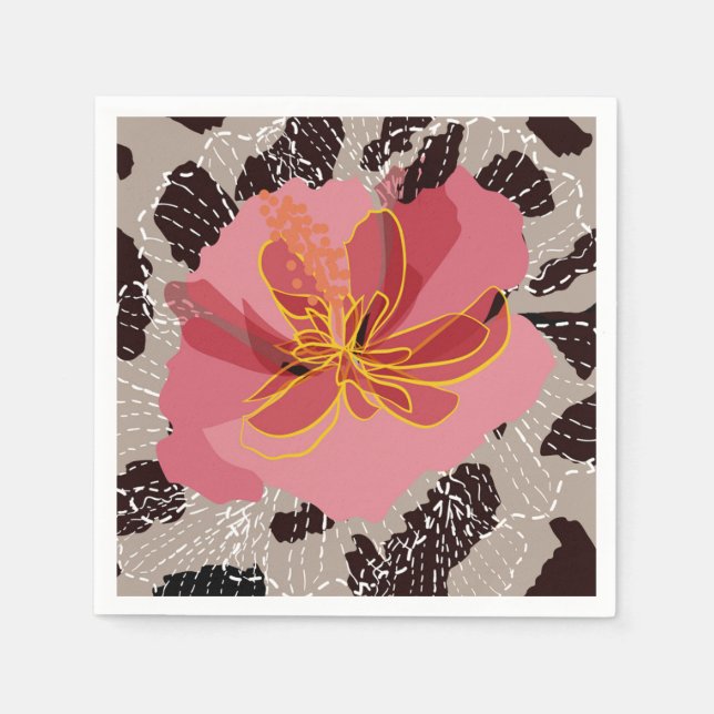 Servilleta De Papel Floral de impresión de animales leopardos (Anverso)