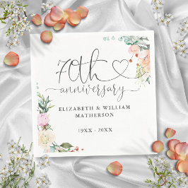 Servilleta De Papel Floral de los Rosas del oro en el 70 aniversario