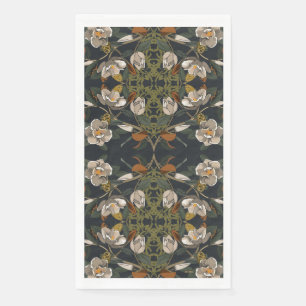Servilleta De Papel Floral de magnolia gris oscuro