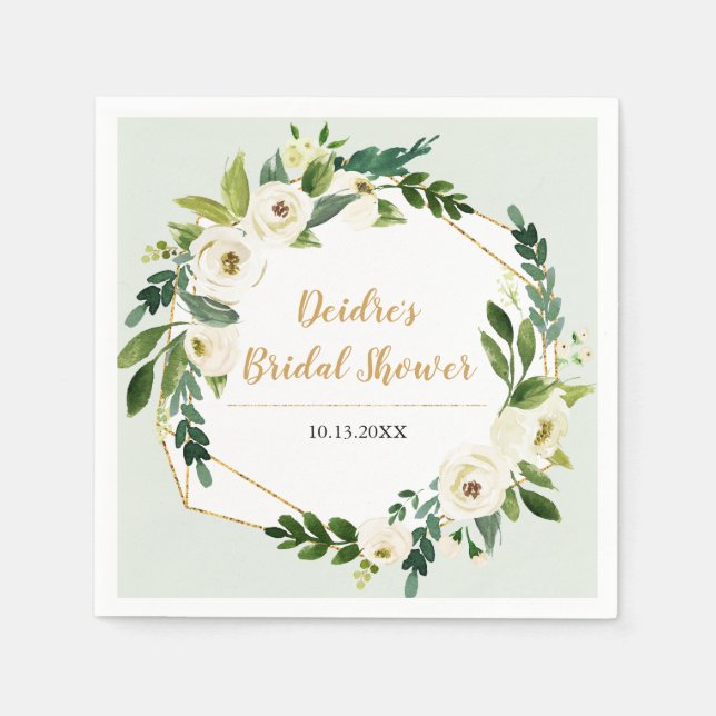 Servilleta De Papel Floral de marco geométrico con aspecto de Relieve  (Anverso)