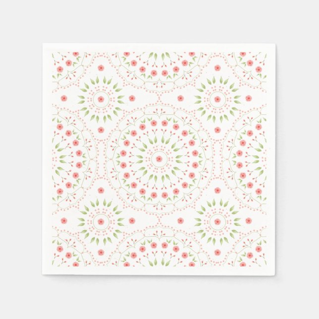 Servilleta de papel floral de melocotón (Anverso)