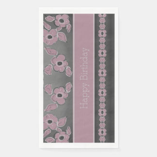 Servilleta De Papel Floral De Pluma Y Gris