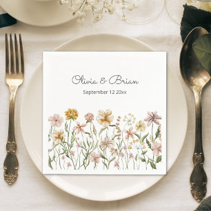 Servilleta De Papel Floral de prado de flores silvestres en acuarela p