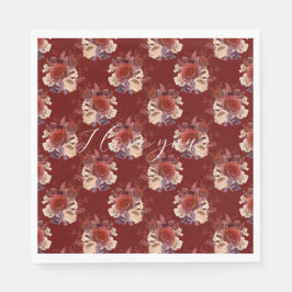 Servilleta De Papel Floral de rosas rojas románticas