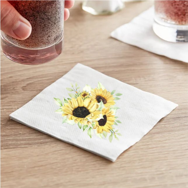 Servilleta De Papel Floral de verano acuarela amarillo girasol (Subido por el creador)