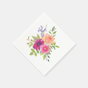 Servilleta De Papel Floral de verano colorido con margarita e iris