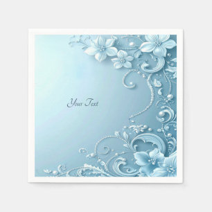 Servilleta De Papel Floral Decorativa Azul