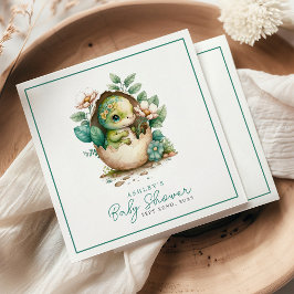 Servilleta De Papel Floral Dinosaurio Huevo acuarela Baby Shower