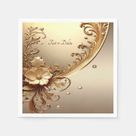 Servilleta De Papel Floral Dorado Ornate