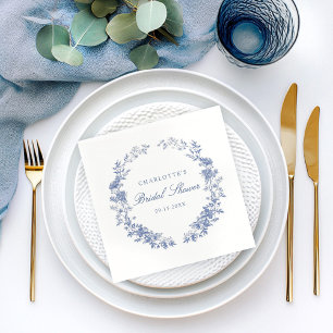 Servilleta De Papel Floral Dusty Blue Bridal Shower