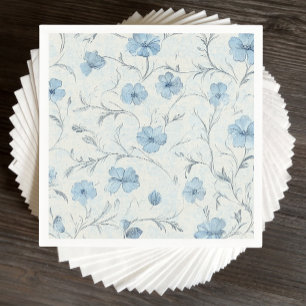 Servilleta De Papel Floral Dusty Blue Country Garden Elegante Boda