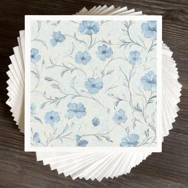 Servilleta De Papel Floral Dusty Blue Country Garden Elegante Boda (Subido por el creador)