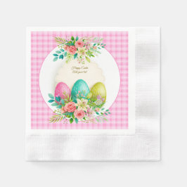 Servilleta De Papel Floral Easter Eggs & Watercolor Pink Roses