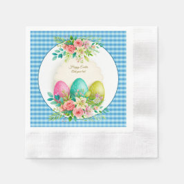 Servilleta De Papel Floral Easter Eggs & Watercolor Pink Roses