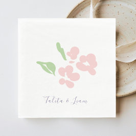 Servilleta de papel floral en acuarela con rubor c