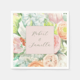 Servilleta de papel floral en acuarela pastel