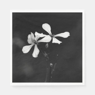 Servilleta De Papel floral en blanco y negro minimalista
