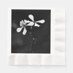 Servilleta De Papel floral en blanco y negro minimalista