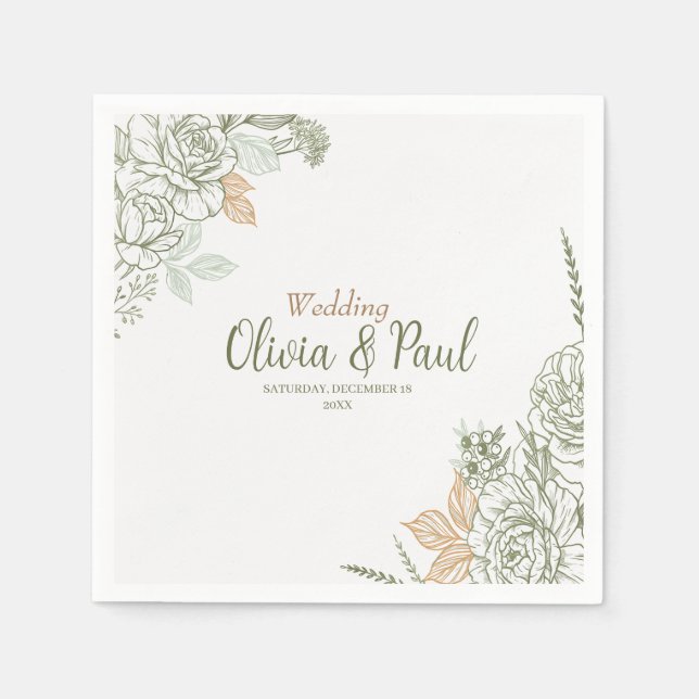 Servilleta De Papel Floral en Trazos (Anverso)