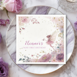 Servilleta De Papel Floral Fairy First Birthday Personalised Napkin