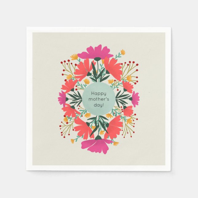 Servilleta De Papel Floral feliz día de la madre (Anverso)