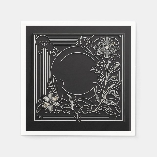 Servilleta De Papel Floral Filigree Frame (Anverso)