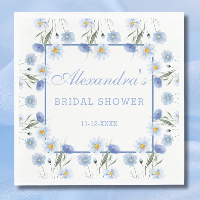 Servilleta De Papel Floral Floral azul Boho Bridal Shower (Subido por el creador)