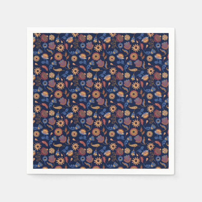 Servilleta De Papel Floral folclórica rústica (Anverso)