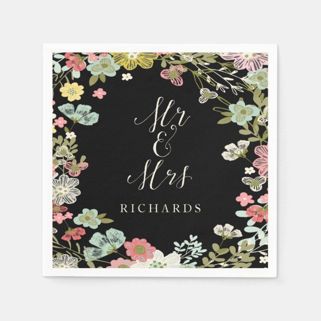 Servilleta De Papel Floral Garden Wedding Napkins Personalizado (Anverso)