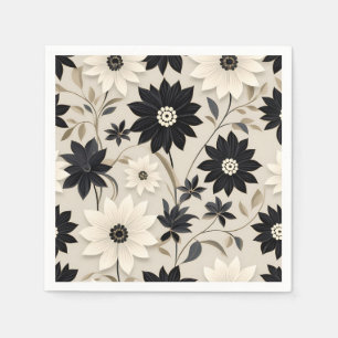Servilleta De Papel Floral Geométrica Moderna Sobre Gris Claro
