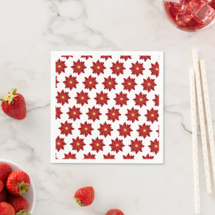 Servilleta De Papel Floral Geométrico Rojo y Dorado