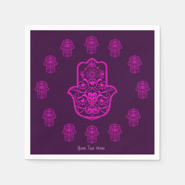 Servilleta De Papel Floral Hamsa (rosa) (Anverso)