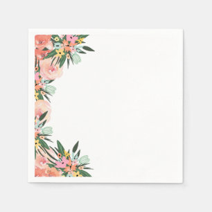 Servilleta De Papel Floral Hawaiano Rosas Rosadas Melocotón Para Todas