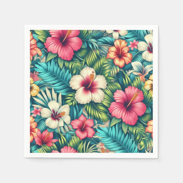 Servilleta De Papel Floral hawaiano/tropical (Anverso)