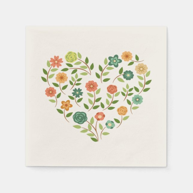 Servilleta De Papel Floral Heart Napkin (Anverso)