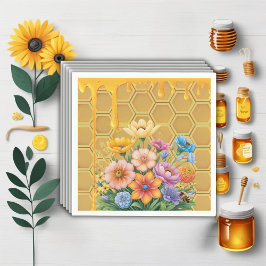 Servilleta De Papel Floral Honeycomb Honeybee Honey Drip Baby Shower