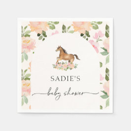 Servilleta De Papel Floral Horse Baby Shower Napkins
