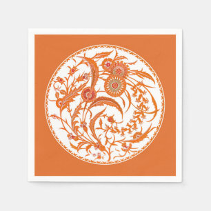 Servilleta De Papel Floral jacobea antigua china - Naranja mandarín