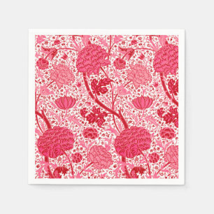 Servilleta De Papel Floral jacobeo de William Morris, rosa del coral