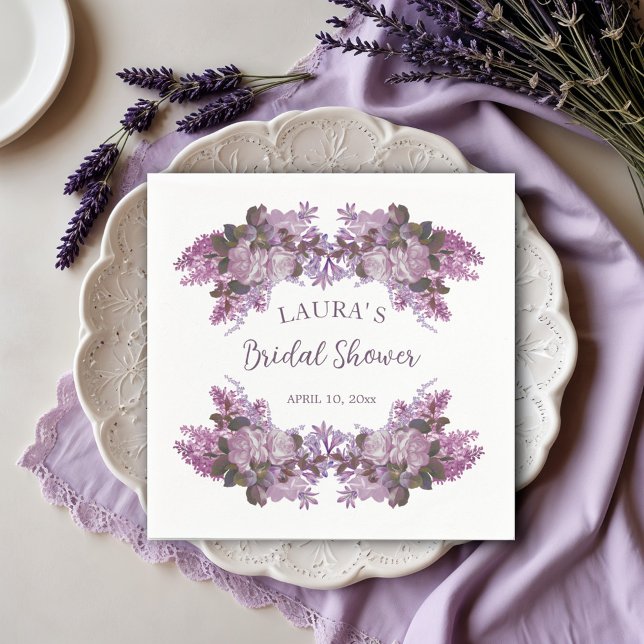 Servilleta De Papel Floral Lavender Bridal Shower (Subido por el creador)