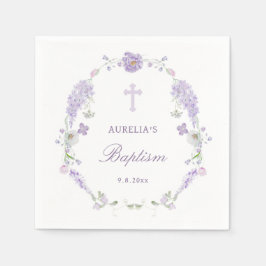 Servilleta De Papel Floral Lilac Lavender Wreath Baptism