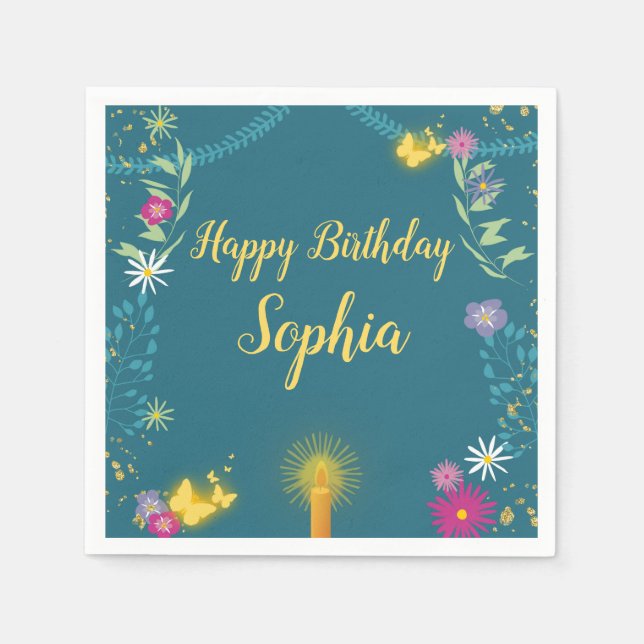 Servilleta De Papel Floral Magic Candle Napkin (Anverso)