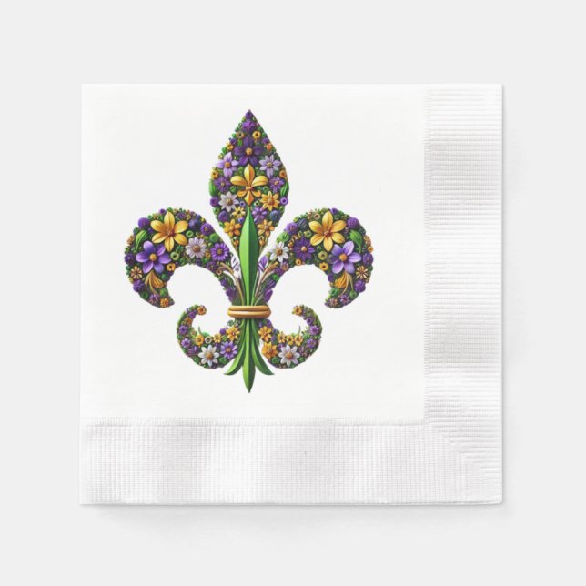 Servilleta De Papel Floral Mardi Gras fleur de lis (Anverso)