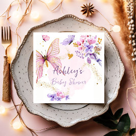 Servilleta De Papel Floral Mariposa Jardín Chica rosa Baby Shower