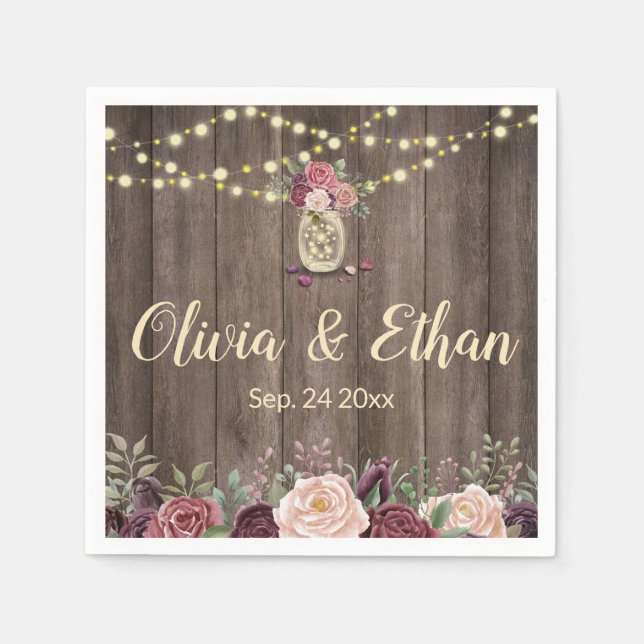 Servilleta De Papel Floral Mason Jar (Anverso)