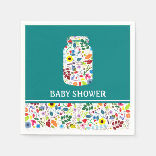 Servilleta De Papel Floral Mason Jar Baby Shower