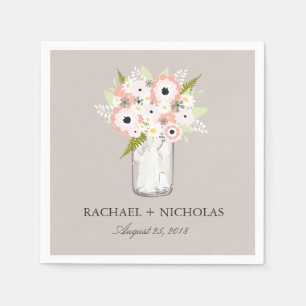 Servilleta De Papel Floral Mason Jar Boda