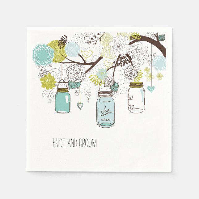 Servilleta De Papel Floral Mason Jars (Anverso)