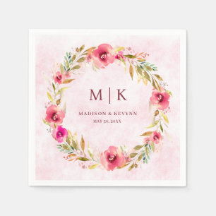 Servilleta De Papel Floral mínima y de Moda   Boda