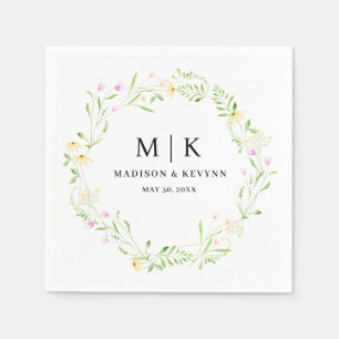 Servilleta De Papel Floral mínima y de Moda Boda Napkins